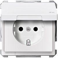  Розетка 1-м СП Merten 16А IP44 с заземл. защ. шторки с крышкой QF SD механизм полярн. бел. SchE MTN2314-4019 фото в каталоге от BTSprom.by