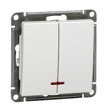  Выключатель 2-кл. СП W59 10А IP20 10AX с подсветкой механизм бел. SE VS510-251-1-86 фото в каталоге от BTSprom.by