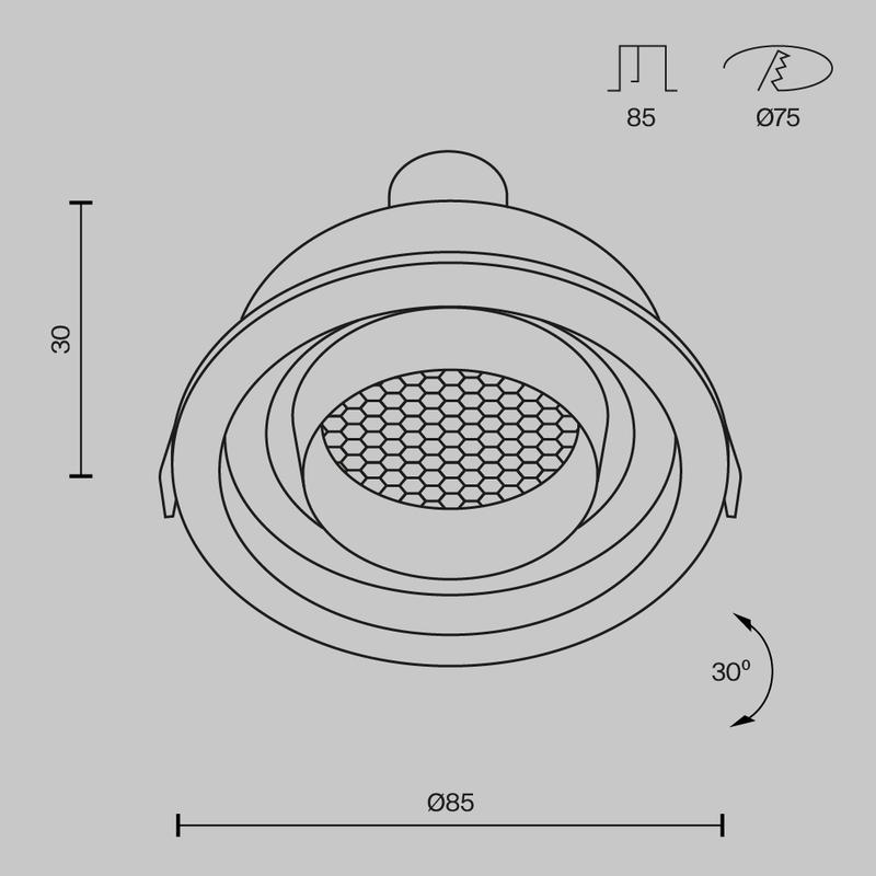  Светильник Atom 10Вт GU10 встраив. Maytoni DL113-GU10-01-RD-W фото в каталоге от BTSprom.by