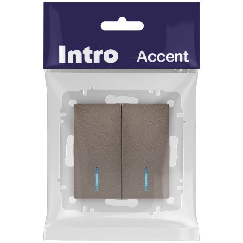  Выключатель 2-кл. СП Accent 6-105-08 10А IP20 250В с подсветкой AL/CU бронза Intro Б0063523 фото в каталоге от BTSprom.by