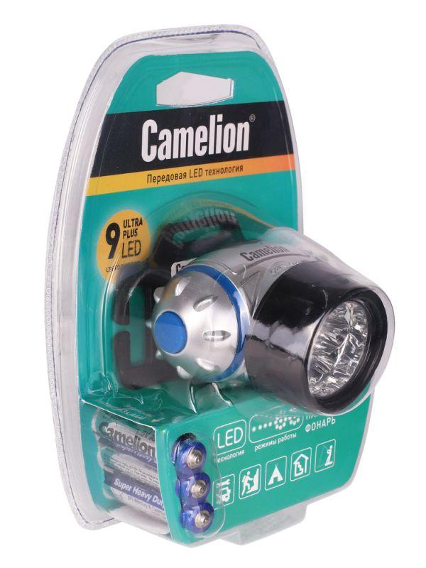 фонарь налобный led 5317-9mx 9 ультра-ярких led 4 режима 3хlr03 (в компл.) металлик camelion 7790 от BTSprom.by