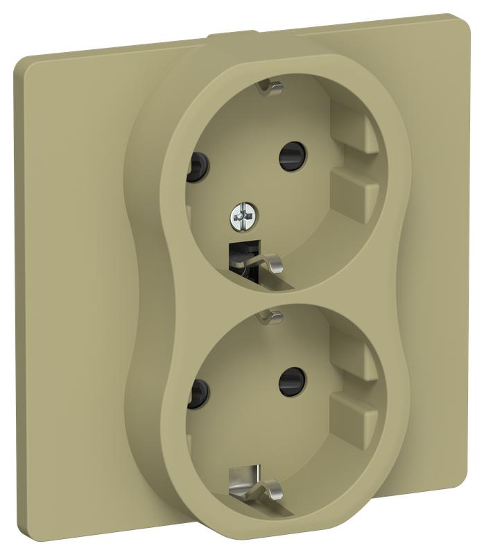 розетка 2-м сп flite рсш12-0-к-фло 16а с заземл. с защ. шторками в сборе механизм олив. iek fi-r24c-16-k26 от BTSprom.by