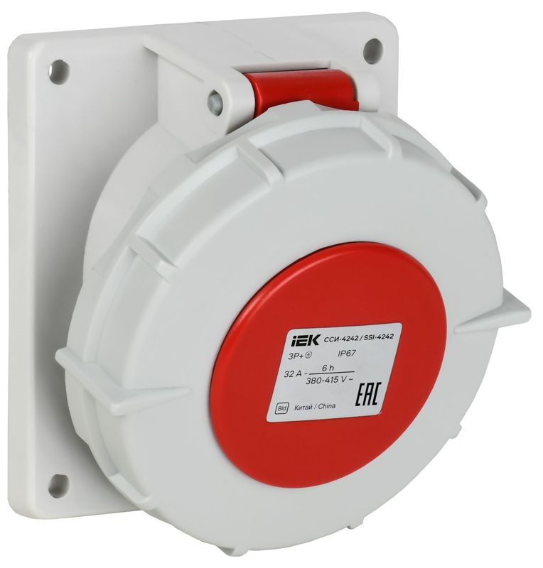 розетка встраиваемая угловая сси-4242 32а 4п 3p+pe 6ч 380в ip67 iek psr42-032-4-0-67 от BTSprom.by