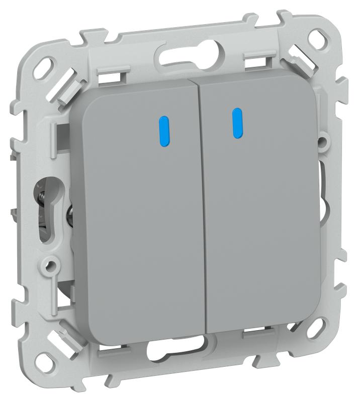 выключатель кнопочный 2-кл. сп flite вс12-2-1-флс 10а с индикацией механизм сер. iek fi-v24-1-10-1-k03 от BTSprom.by