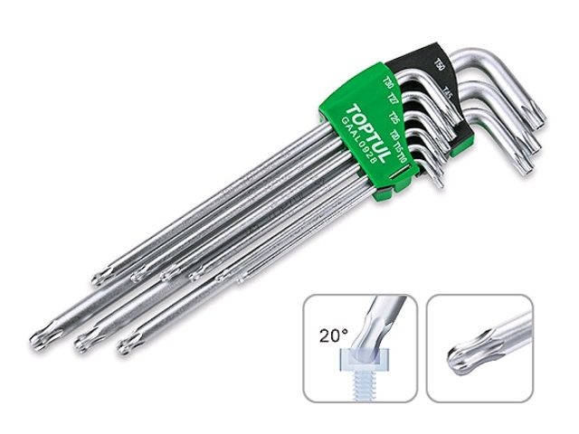 набор ключей torx t10-т50 9шт длинных, с отверстием и шариком toptul gaal0928 от BTSprom.by