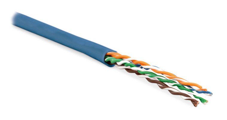 кабель витая пара неэкранир. u/utp кат.5e 4 пары 24 awg мж patch pvc -20град.c-+75град.c uutp4-c5e-p24-in-pvc-bl-100 син. (уп.100м) hyperline 444281 от BTSprom.by
