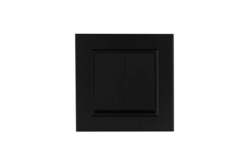 выключатель двухклавишный karea черн. makel 56054003 от BTSprom.by