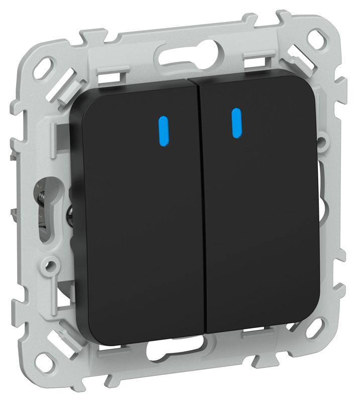 выключатель проходной 2-кл. сп flite вс62-1-1-флч 10а с индикацией механизм черн. iek fi-v22-1-10-1-k02 от BTSprom.by