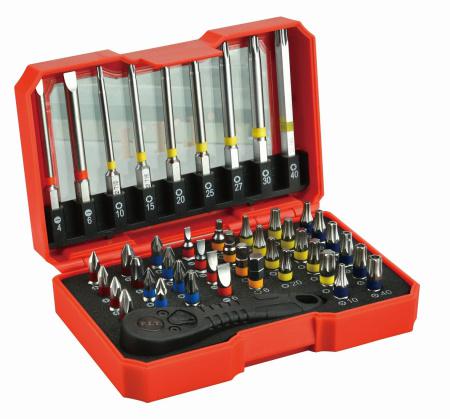 набор бит с трещоткой биты 25мм 36шт; биты 50мм 9шт; трещотка (46 предметов) p.i.t. aset04-0046 от BTSprom.by