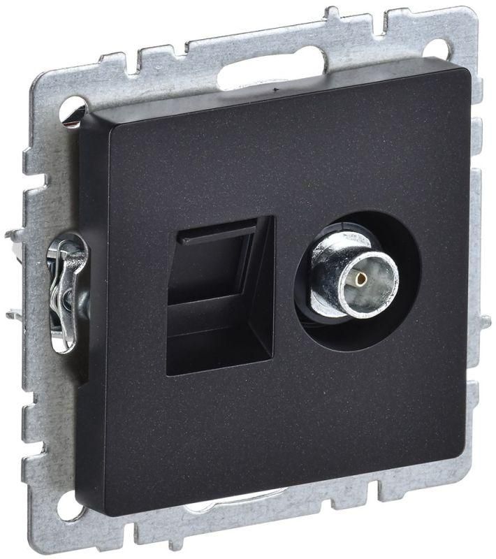 розетка компьютерная + телевизионная 2-м brite ртв/рк12-брч rj45 кат.5e + tv механизм черн. iek br-ak20-1-k02 от BTSprom.by