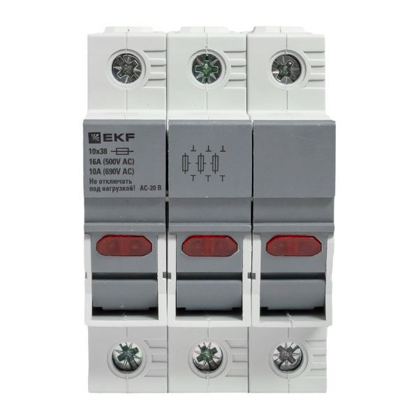  Предохранитель-разъединитель DF 10х38 3п (тип ПВЦ) EKF df103-e фото в каталоге от BTSprom.by