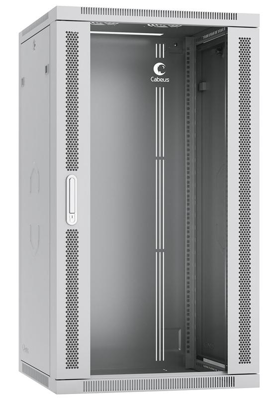 шкаф телекоммуникационный настенный sh-05f-22u60/45 19дюйм 22u 600х450х1082мм дверь стекло сер. (ral 7035) cabeus 7162c от BTSprom.by