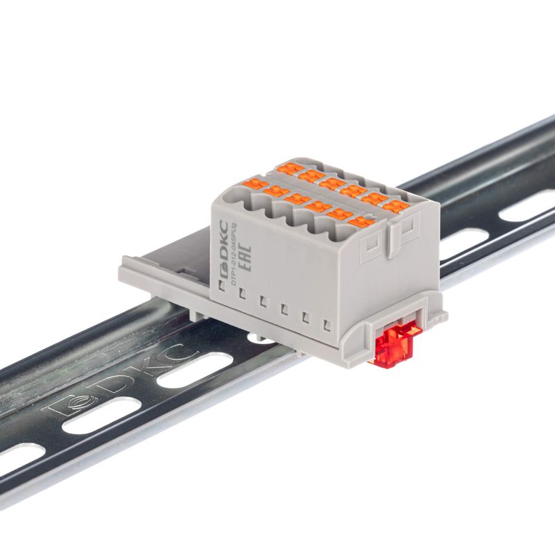 блок распределительный с вертикал. адаптером на рейки шир. 15/35мм зажим push-in 12 точек подключения 2.5кв.мм сер. dkc dtp1-012-04spug-v от BTSprom.by