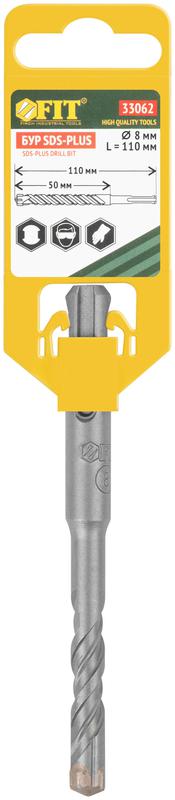  Бур по бетону SDS-PLUS профи крестообразная вставка двойная спираль 8х110мм FIT 33062 фото в каталоге от BTSprom.by