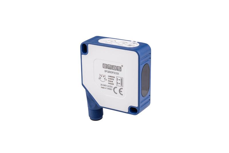 датчик фотоэлектрический (релейный выход) разъем m12х4 (расст. сраб. 1мх4-240в ac/dc ip65 emas spq50dp2csx от BTSprom.by