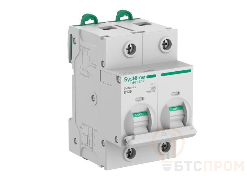 Выключатель автоматический 2п D 125А 10кА Systeme9 400В 27мм SE S9H33292 фото в каталоге от BTSprom.by  Выключатель автоматический 2п D 125А 10кА Systeme9 400В 27мм SE S9H33292 фото в каталоге от BTSprom.by
