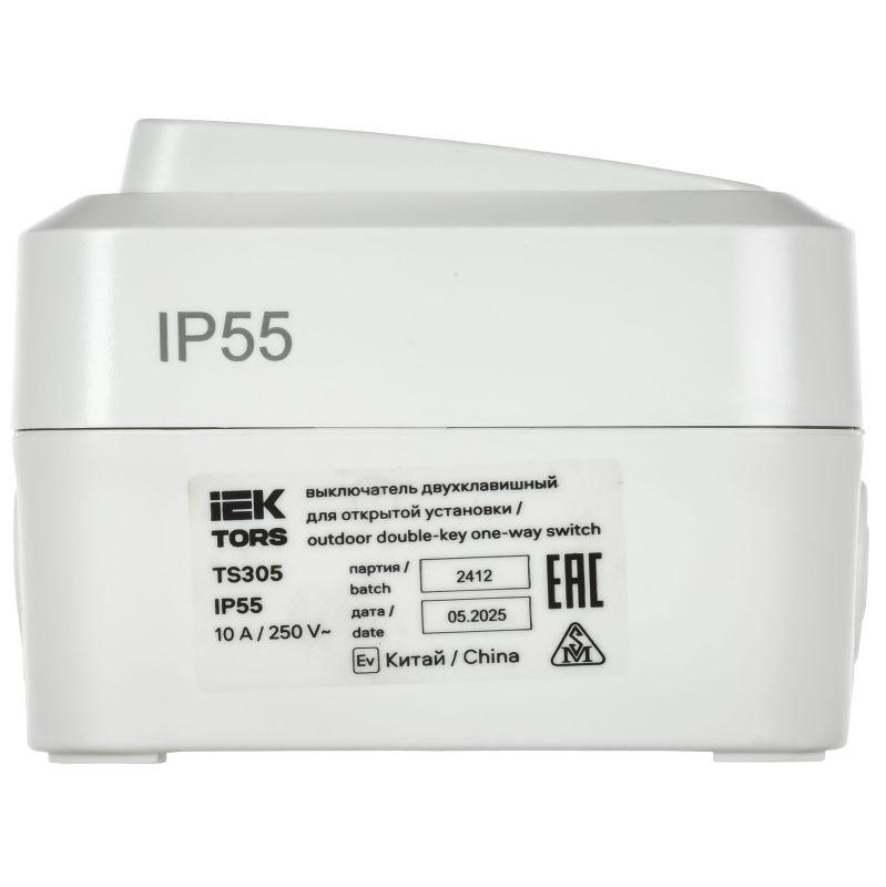  Выключатель 2-кл. ОП TORS TS305 10А IP55 бел. IEK TS-V20-0-10-55-K01 фото в каталоге от BTSprom.by
