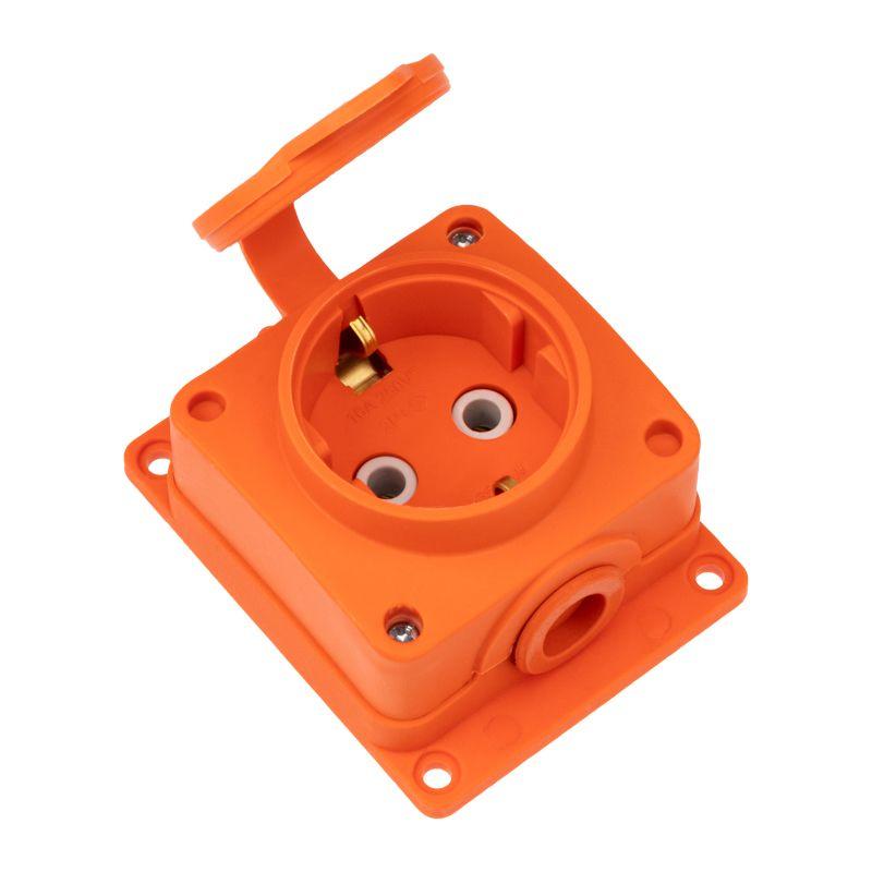 колодка удлинителя 1-м с заземл. 16а ip54 влагозащ. с защ. крышкой compact каучук оранж. rexant 111-225 от BTSprom.by