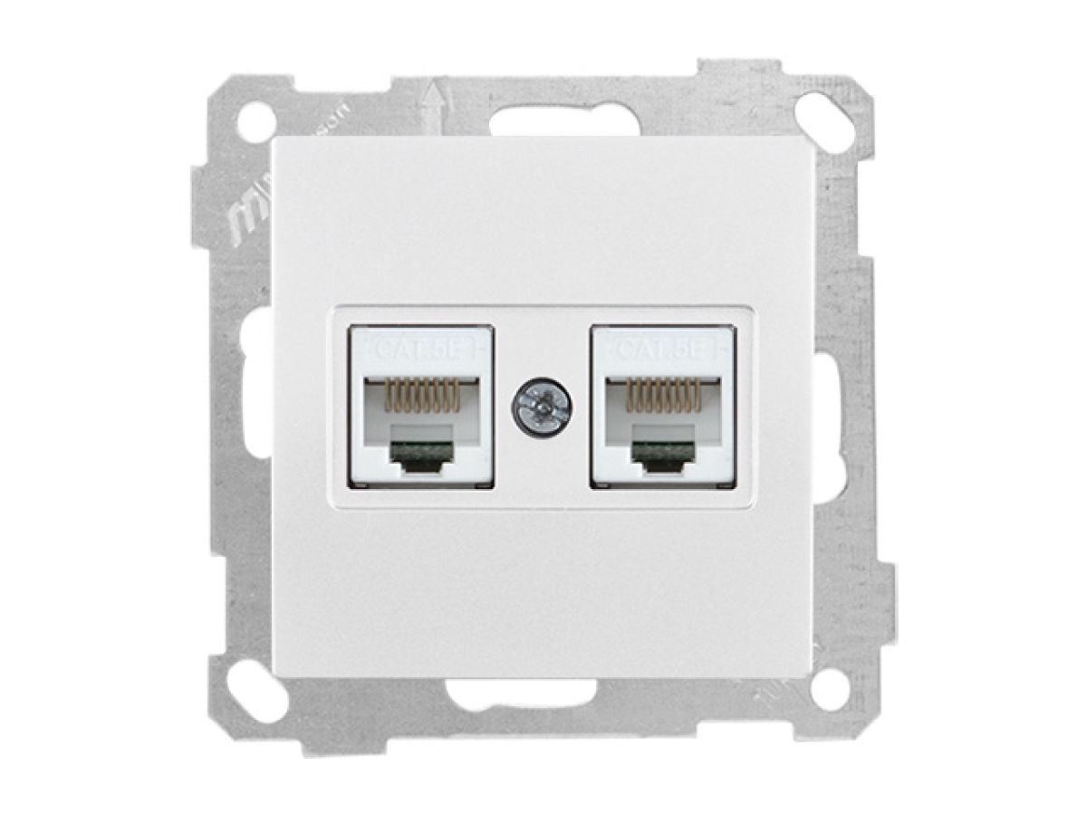 розетка компьютерная 2xrj45 (cat5e, скрытая, без рамки) белая, daria, mutlusan ((2xrj 45) 8-pin, соединения типа 568a или 568b) 2100 138 0101 от BTSprom.by