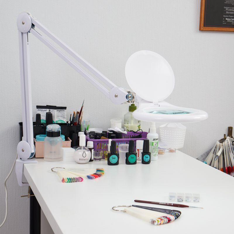  Лупа на струбцине круглая настол. 5D с подсветкой 56 SMD LED d127мм бел. Rexant 31-0403 фото в каталоге от BTSprom.by