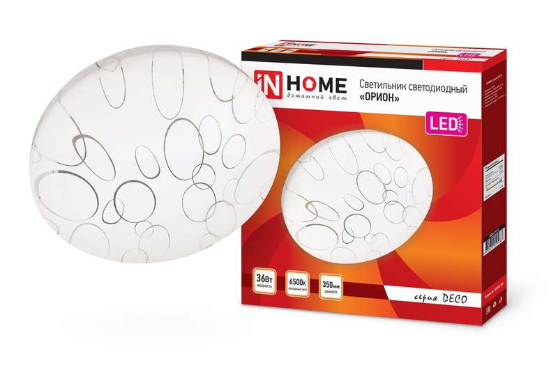 светильник светодиодный deco орион 36вт 6500к 3240лм 230в 380х55мм in home 4690612025087 от BTSprom.by