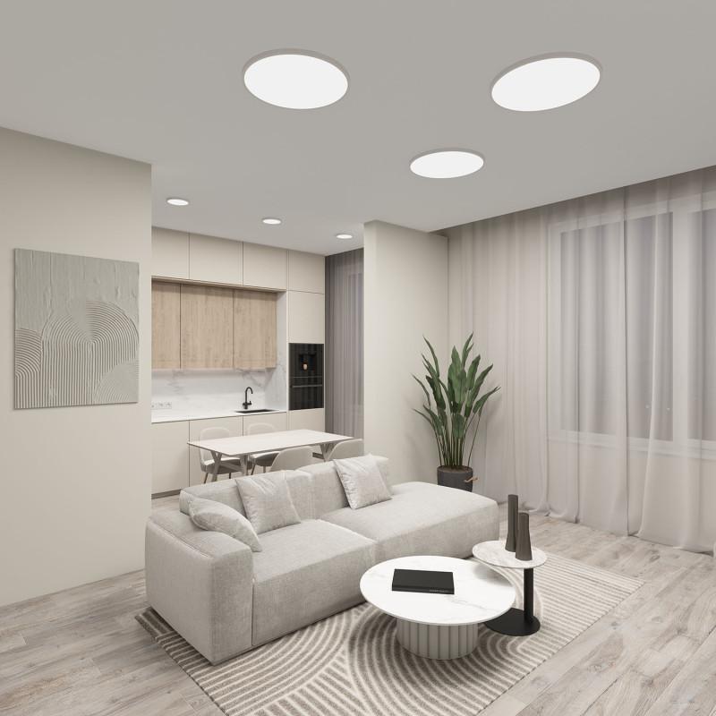  Светильник THIN 36Вт 3000К/4000К/6500К IP40 накладной переключатель цветовой температуры на корпусе полимер бел. DENKIRS 764386 фото в каталоге от BTSprom.by