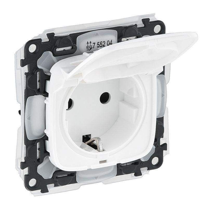розетка 1-м сп valena allure 16а ip44 250в 2p+e защ. шторки с крышкой механизм бел. leg 755204 от BTSprom.by