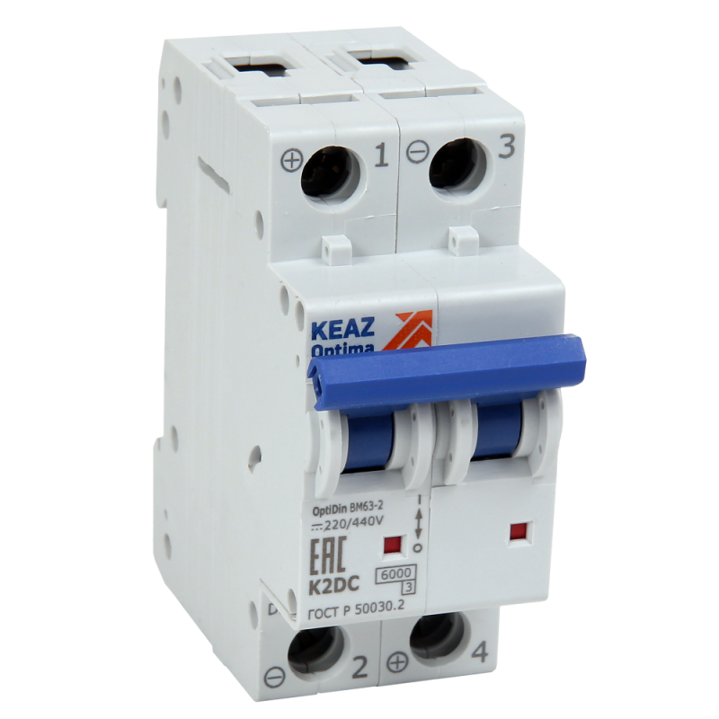 выключатель автоматический модульный 2п l 10а optidin bm63-2l10-dc-ухл3 кэаз 261262 от BTSprom.by