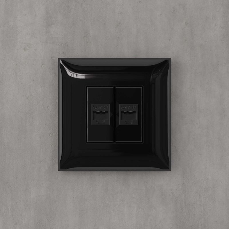 Розетка компьютерная 2-м СП Avanti "Черный квадрат" RJ45 кат.5E без шторок механизм DKC 4402664 фото в каталоге от BTSprom.by