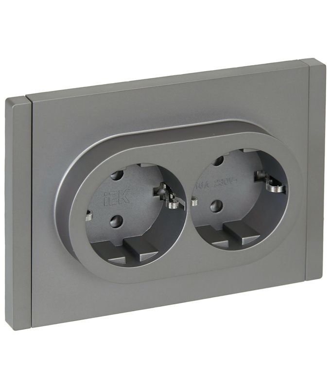 розетка 2-м сп forte&piano fp524 16а с заземл. без защ. шторок безвинт. крепл. сталь iek fp-r21-16-1-k46 от BTSprom.by