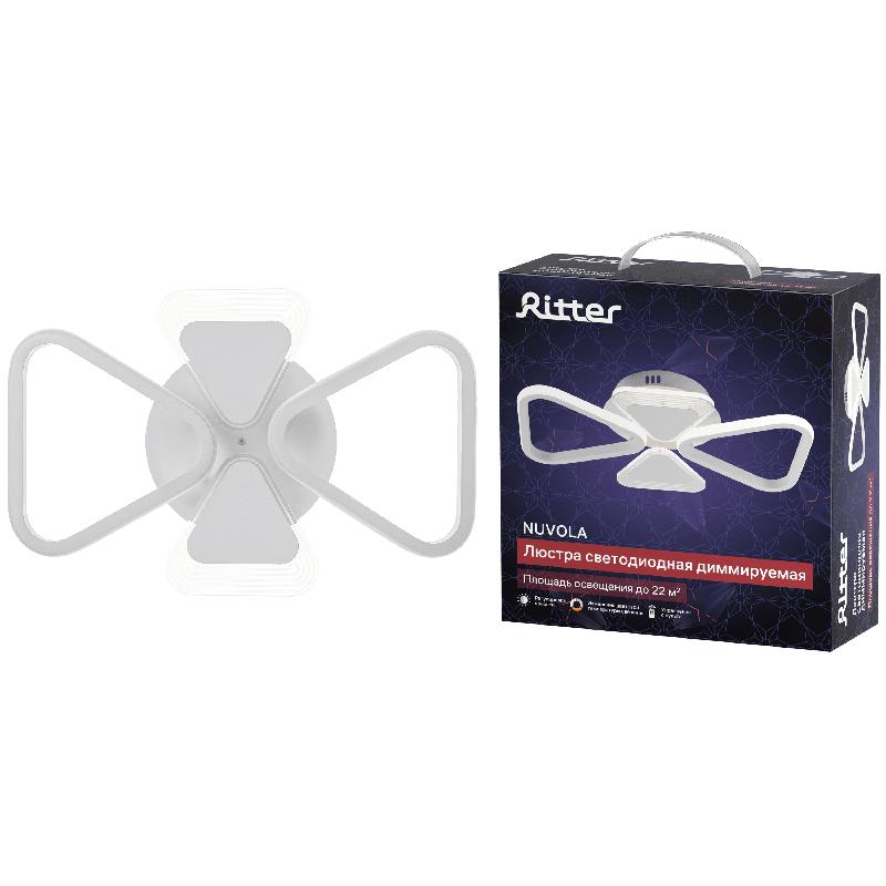 люстра потолочная светодиодная диммируемая nuvola с ду 3 режима 500х335х100 72вт 22кв.м бел. ritter 52938 9 от BTSprom.by