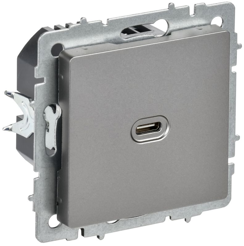 розетка сп brite рю12-1-брс usb c 65вт высокоскор. заряд. сталь iek br-u13-065-k46 от BTSprom.by