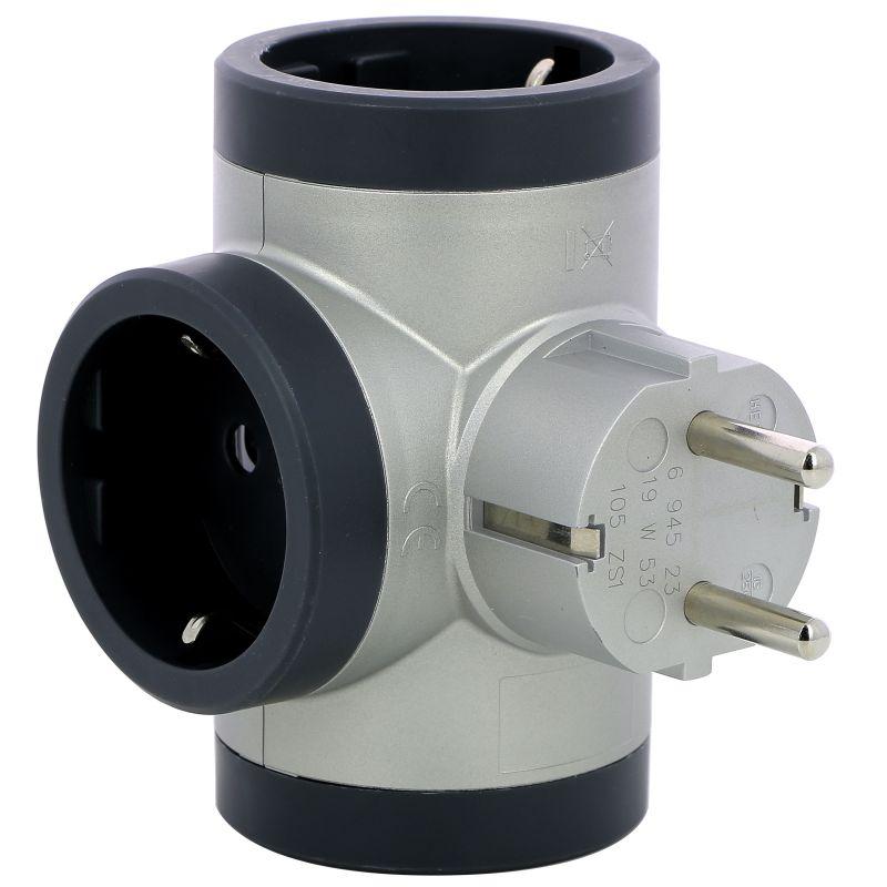 разветвитель 3-м 16а ip20 стандарт 3х2p+e алюм./черн. leg 694523 от BTSprom.by