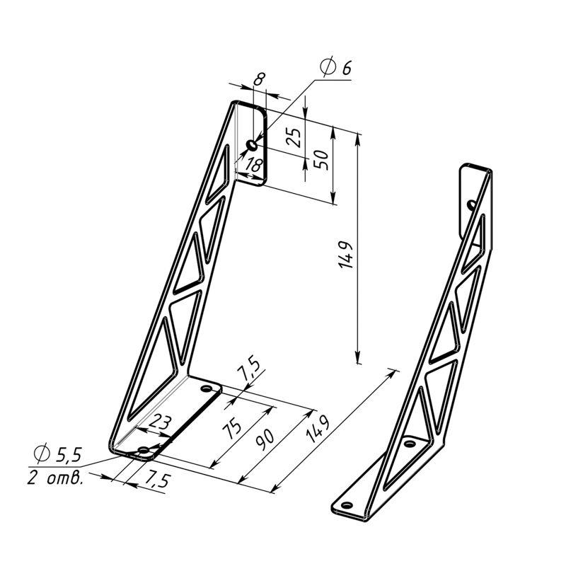  Кронштейн в стиле лофт для крепления полок настенный бел. Rexant 38-0681 фото в каталоге от BTSprom.by