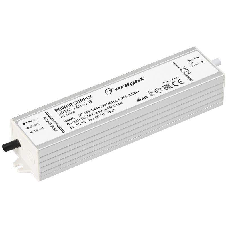 блок питания arpv-24060-b 24в 2.5а 60вт ip67 метал. 3 года arlight 020005 от BTSprom.by