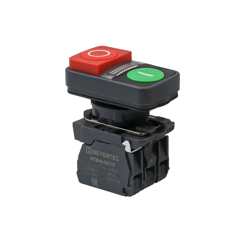 кнопка двойная выступающая с подсветкой маркировка "i+o" 1no+1nc 24в ac/dc ip65 пластик mtb5-aw84751 красн./зел. овен 137267 от BTSprom.by