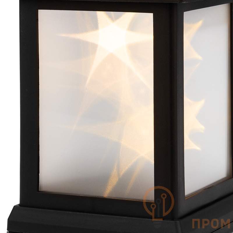  Декоративный фонарь с эффектом мерцания, черный корпус, размер 11х11х22,5 см, цвет теплый белый фото в каталоге от BTSprom.by