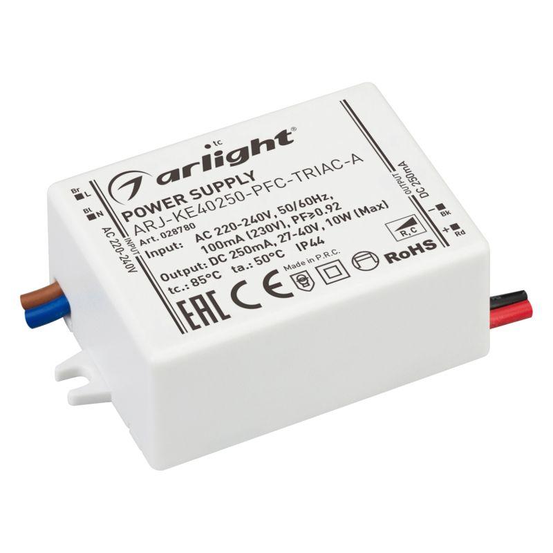 блок питания arj-ke40250-pfc-triac-a 10вт 250ма ip44 пластик 5 лет arlight 028780 от BTSprom.by