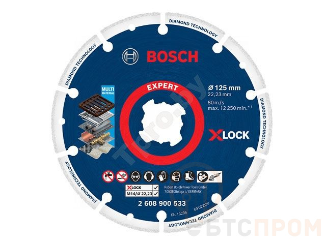 Алмазный круг 125х22 мм по металлу X-LOCK Expert Diamond Metal Wheel BOSCH (сухая резка) 2608900533 фото в каталоге от BTSprom.by  Алмазный круг 125х22 мм по металлу X-LOCK Expert Diamond Metal Wheel BOSCH (сухая резка) 2608900533 фото в каталоге от BTSprom.by