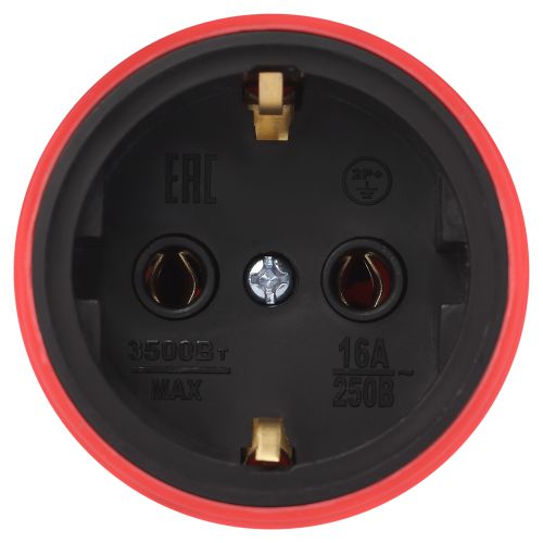  Розетка RX11-R-IP44 прямая с заземл. каучук красн. ЭРА Б0069326 фото в каталоге от BTSprom.by