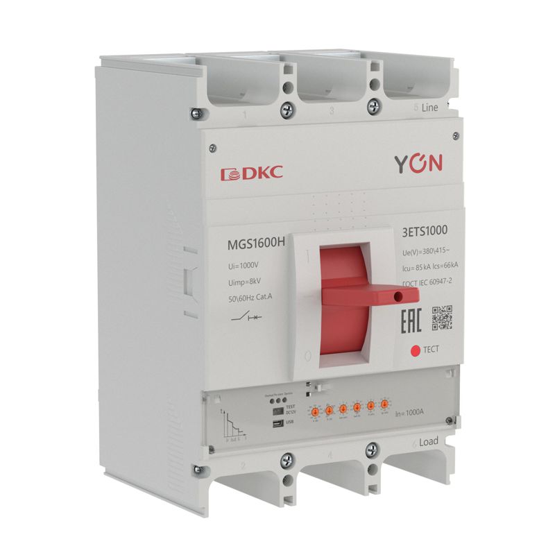 выключатель автоматический 3п 400-1000а 85ка mgs1600h с электронным расцепителем ets в литом корпусе yon mgs1600h-3ets1000 от BTSprom.by