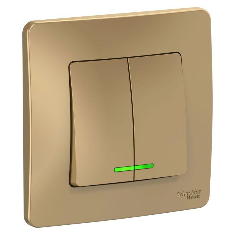 выключатель 2-кл. сп blanca 10а ip20 (сх. 5) 250в с подсветкой титан se blnvs010514 от BTSprom.by