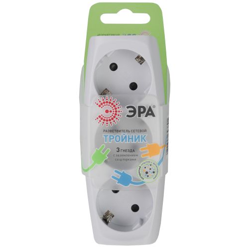  Разветвитель 3-м с заземл. 16А IP20 SP-3e-W защ. шторки бел. Эра C0045529 фото в каталоге от BTSprom.by