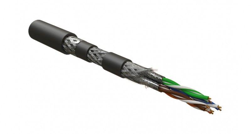 кабель s/ftp кат.6a 4х2х23 awg многопров. жилы patch бронир. shf1/shf1 isftp4-c6a-p23/7-arm/w-shf1/shf1-bk для сетей industrial ethernet черн. (уп.500м) hyperline 444076 от BTSprom.by