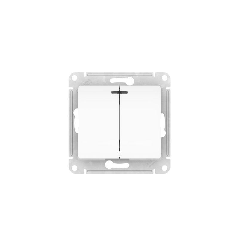  Выключатель 2-кл. Glossa (сх. 5а) 10AX с подсветкой быстрозажим. клем. механизм бел. SE GSL000153S фото в каталоге от BTSprom.by