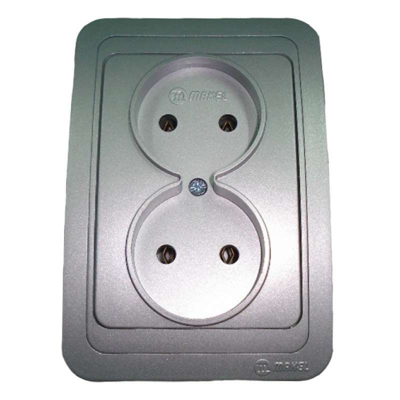 розетка 2-м сп mimoza 16а ip20 без заземл. серебр./серебр. makel 23417 от BTSprom.by