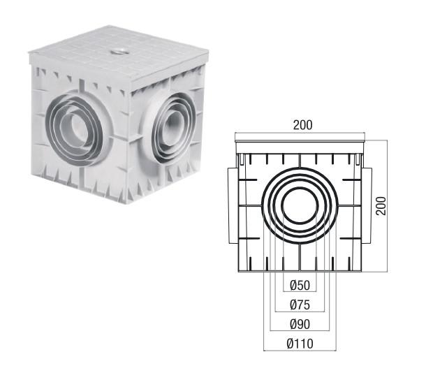  Коробка распределительная 200х200х200мм 4 вывода с крышкой пластик сер. Cetinkaya Pano CP202020 фото в каталоге от BTSprom.by