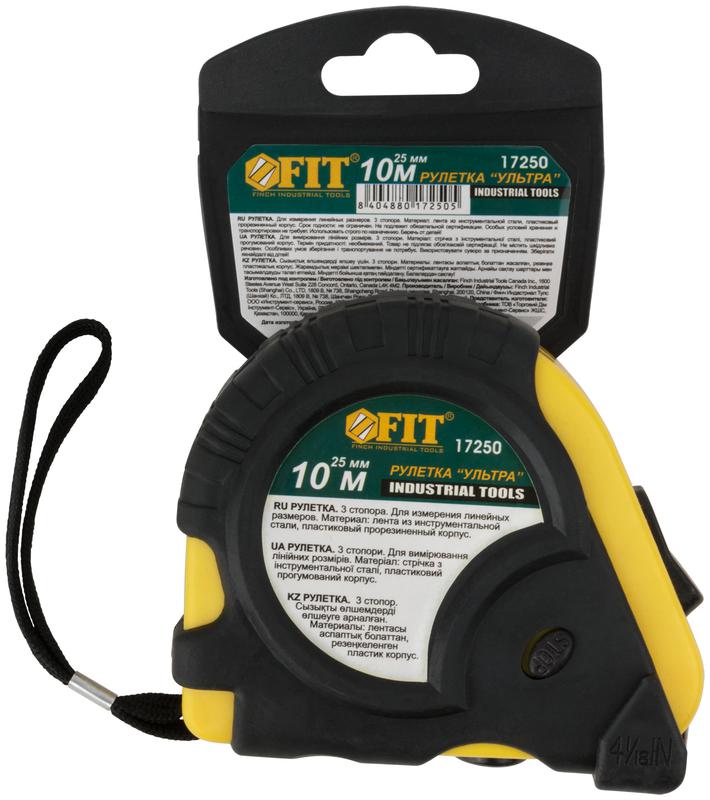  Рулетка Ультра 10мх25мм прорезиненный корпус тройн. стопор FIT 17250 фото в каталоге от BTSprom.by