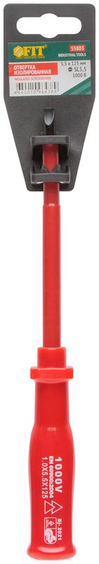  Отвертка изолированная 1000В CrV сталь пластик. ручка 5х125мм SL FIT 55803 фото в каталоге от BTSprom.by