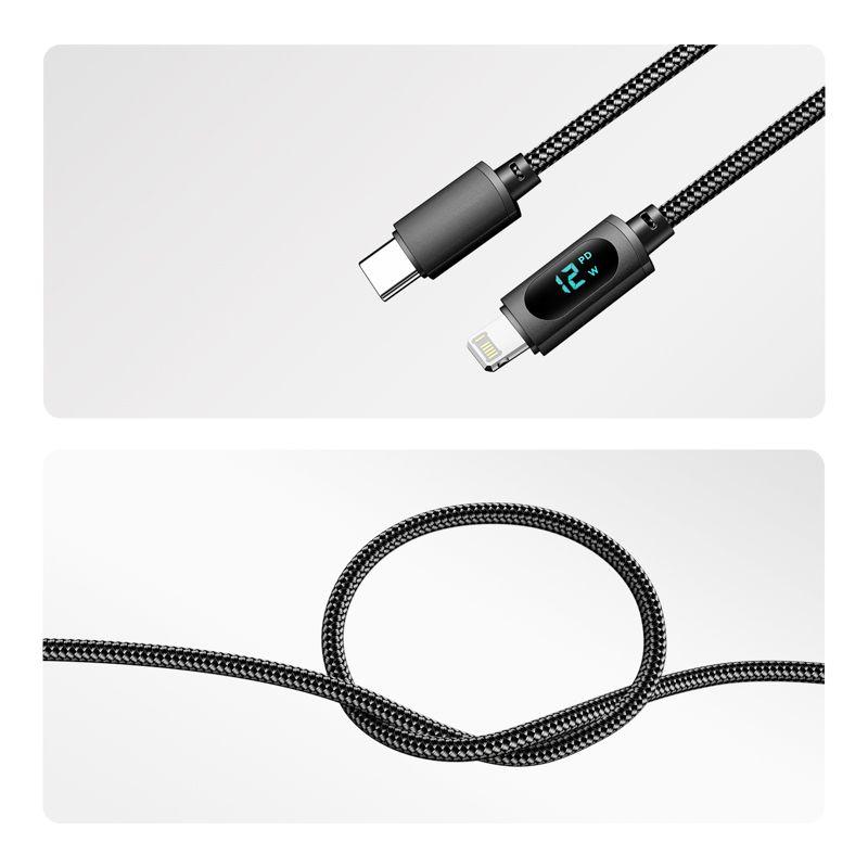  Кабель USB-A-Lightning для Apple 2.4А 1м черн. нейлон. оплетка LED дисплей Rexant 18-7062 фото в каталоге от BTSprom.by